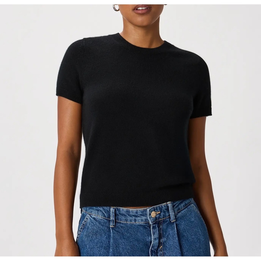 Quince Tee Top Cashmere Black Medium